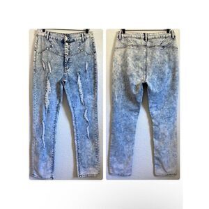 Jeans For Love Acid Wash Button Fly Distressed Jeans Size 15